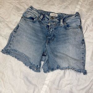 Maurices Light Blue Frayed Hem Denim Shorts